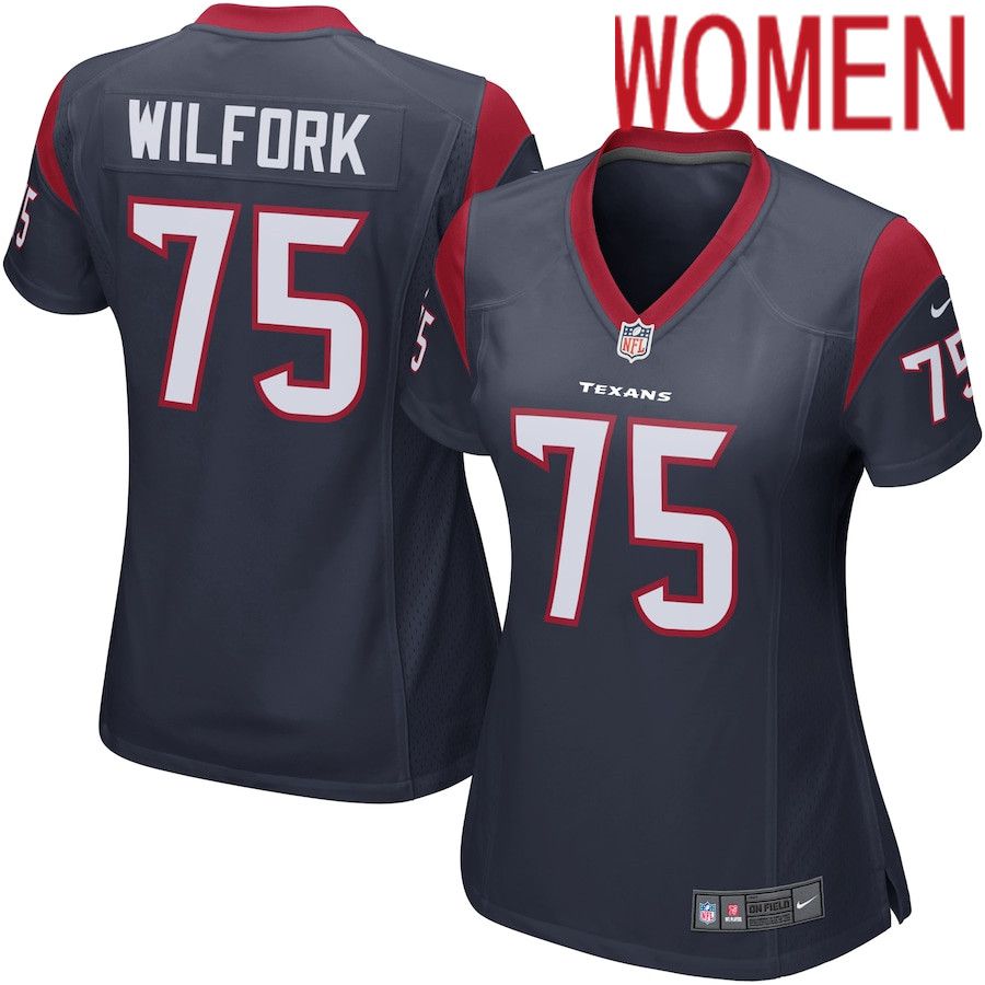 Women Houston Texans 75 Vince Wilfork Nike Navy Blue Game NFL Jersey